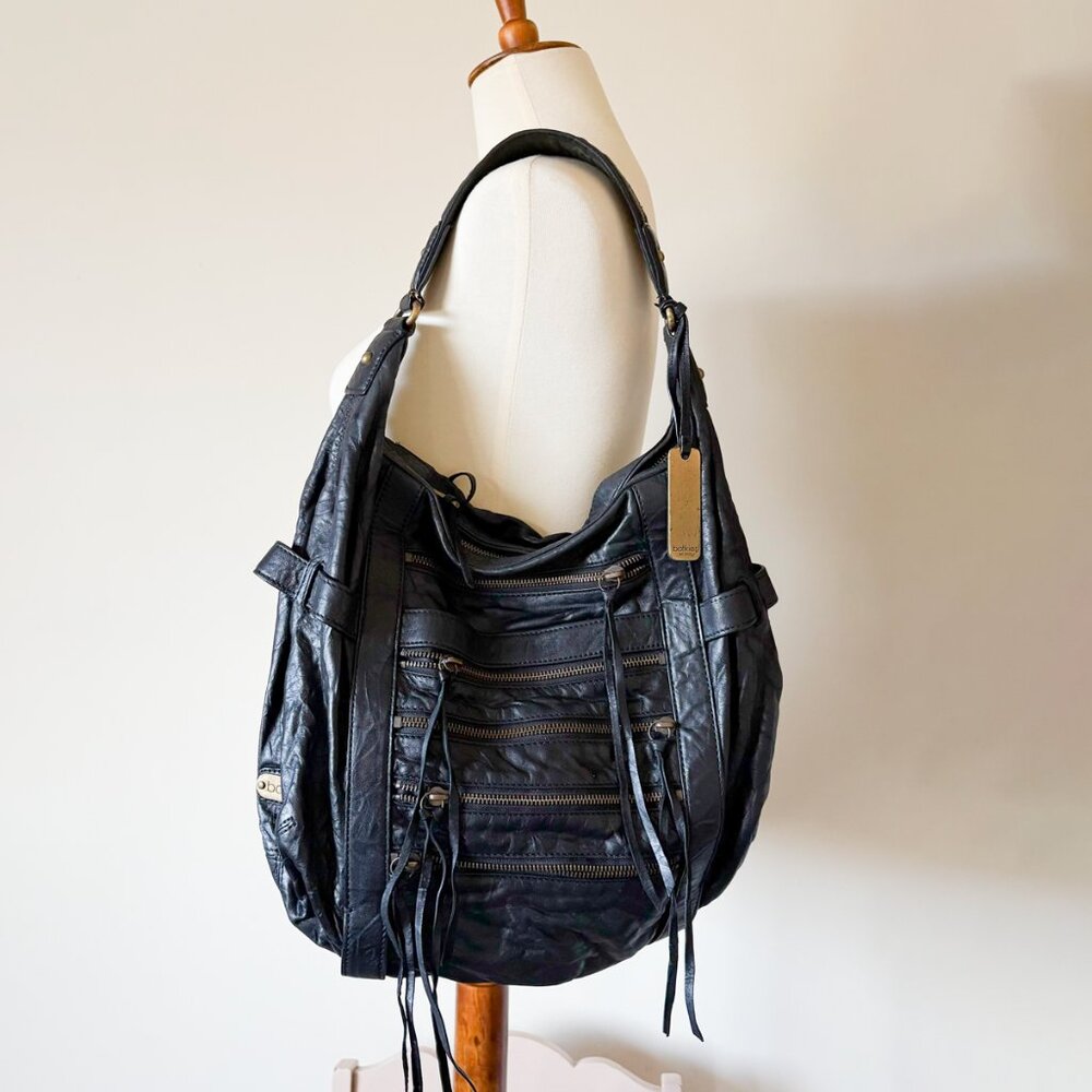 Botkier Black Hobo Zipper Leather Bag